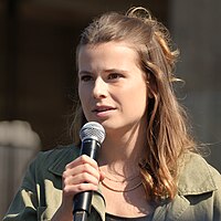 Climate activist Luisa Neubauer speaking at the Fridays for Future global strike in Berlin in 2023