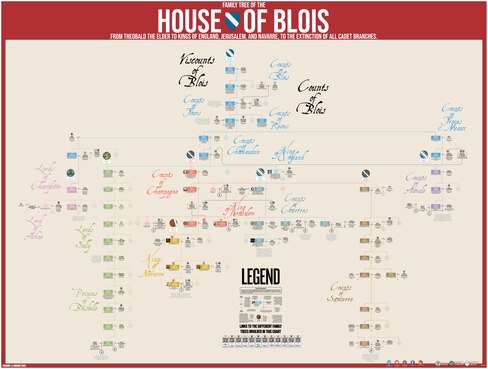 Family tree of the House of Blois from Theobald the Elder until the extinction of all cadet branches. The chart passes by a king of England, a king of Jerusalem, three kings and a queen of Navarre. M F Gervais House of Blois Wiki Tree.pdf