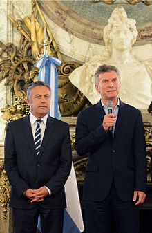 Governor Alfredo Cornejo (left) and president Mauricio Macri (right).
