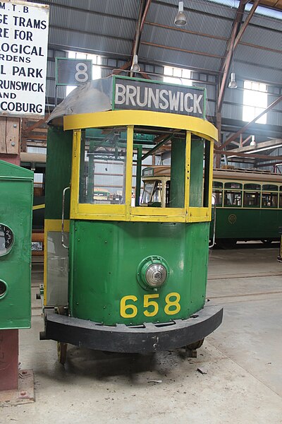 The tram from the film Malcolm, at the Tramway Museum Society of Victoria's museum