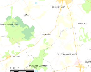 Poziția localității Sauvagny