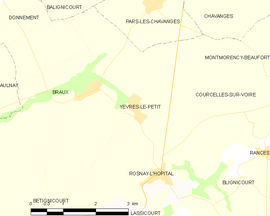 Mapa obce Yèvres-le-Petit