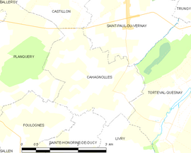 Mapa obce Cahagnolles