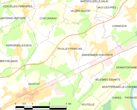 Mapa obce Pouilley-Français