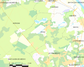 Mapa obce Arsac