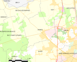 Mapa obce Ormes
