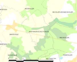 Mapa obce Saint-Maurice-aux-Forges