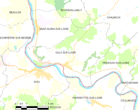 Mapa obce Gilly-sur-Loire