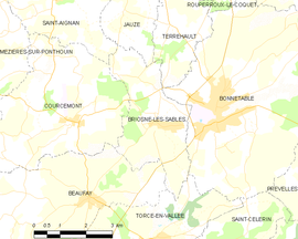 Mapa obce Briosne-lès-Sables