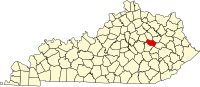 Map of Kentaki highlighting Powell County