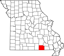 Harta e Oregon County në Missouri