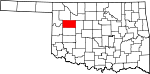 Mapa del estado que destaca el condado de Dewey