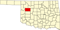 Locatie van Dewey County in Oklahoma