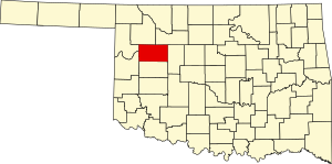 Mapa Oklahoma zvýraznění Dewey County