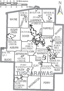 Kaart van Tuscarawas County