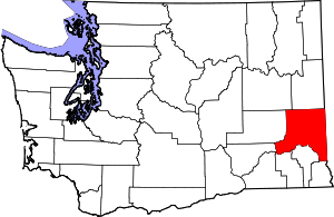 Map of Washington highlighting Whitman County