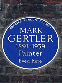 Mark Gertler - GLC blue plaque, 32 Elder Street Spitalfields.JPG