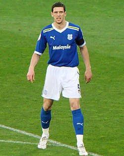 Hudson playing for Cardiff City in 2012 Mark Hudson 2.jpg