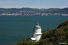 Lighthouse with Wellington City in the background Matiu - Somes Island Lighthouse - Flickr - 111 Emergency (1).jpg