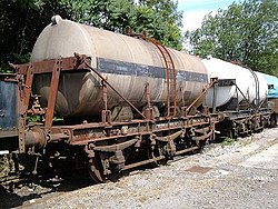 Preserved Milk Marketing Board three-axle Milk Tank Wagon at the East Somerset Railway, based on a GWR chassis Milk Tank Wagons. - geograph.org.uk - 642695.jpg