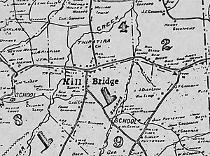 1903 Map of Mill Bridge region in Rowan County, North Carolina by C. M. Miller Mill Bridge 1903.jpg