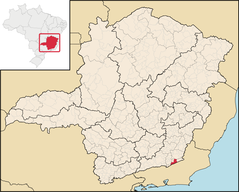 Localização de Além Paraíba em Minas Gerais