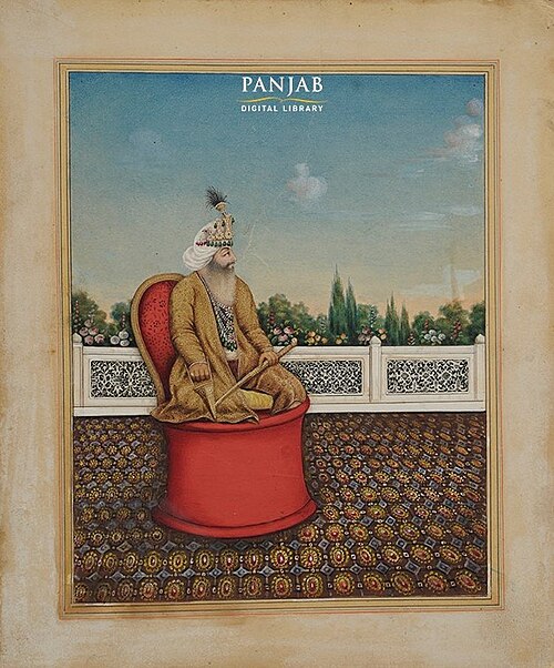 Miniature painting of Raja Gajpat Singh, founder of Jind State and father of Raj Kaur