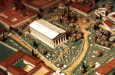 Maquette d'Olympie avec au centre le temple de Zeus
