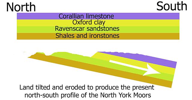 A cross section of the geology of the North York Moors