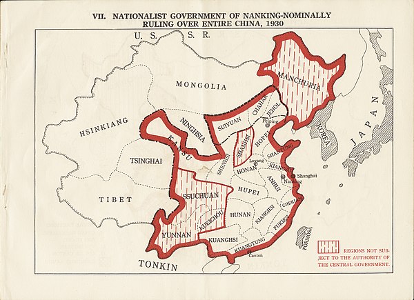 Nationalist government of Nanjing, which nominally ruled over all of China during 1930s