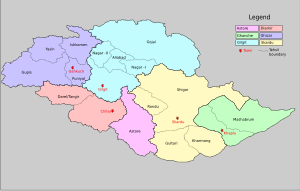 Kaart van Pakistan, positie van het district Skardu gemarkeerd