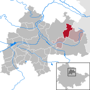 Poziția Ostramondra pe harta districtului Sömmerda