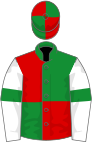 Green and red (quartered), white sleeves, green armlets, red and green quartered cap