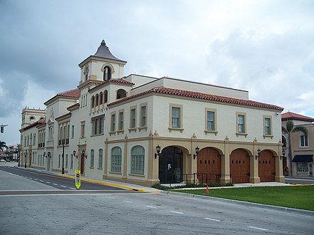 Palm Beach Town Hall from the North, with the doors from the now removed Fire Department.