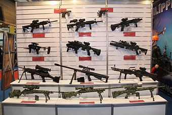 A display of Philippine Navy and Philippine Marine Corps individual weapons during ADAS 2014