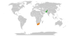 Location map for Pakistan and South Africa.