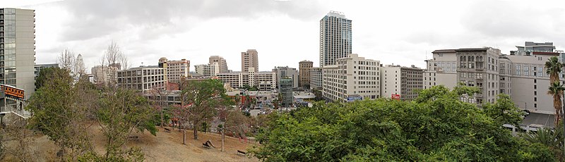 File:Panoramic of Downtown Los Angeles from California Plaza.jpg