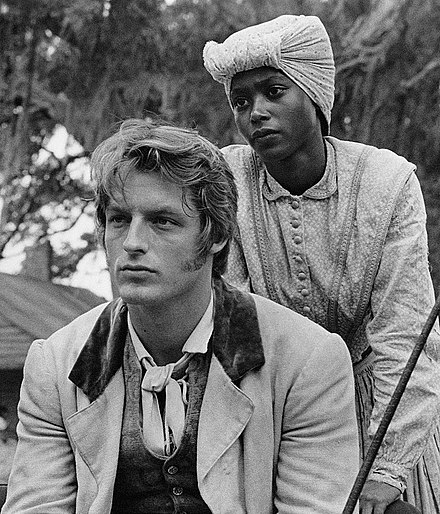 Brenda Sykes and Perry King on the set of Mandingo (1975).