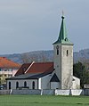Jänner 2014: Die Pfarrkirche im Stadtteil St. Georgen am Steinfelde.