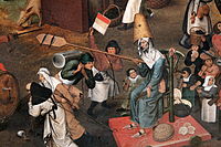 Detalle de El combate entre don carnaval y doña cuaresma, de Pieter Brueghel el Joven, 1559.