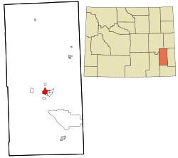Platte County Wyoming incorporated and unincorporated areas Wheatland highlighted.svg