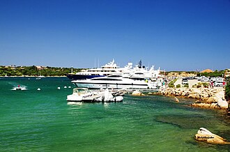 Yachts in Porto Cervo. Luxury tourism represents an important source of income in Sardinia since the 1960s. Porto Cervo 2.JPG