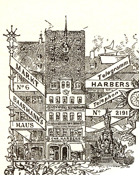 Preislisten Cyclus über den Gesammtbedarf für Fach und Amateur Photographie, S. 225, Titelblatt Heft 15 v. 1. Juni 1897, Ausschnitt Baarmanns Hof