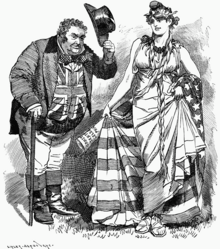 John Bull and Columbia in an 1887 Punch illustration Punch-1887-09-17-John Bull. "A Hundred Years Old, my Dear!.png