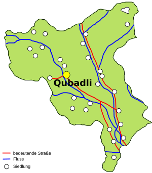 Gubadli-regio op de kaart