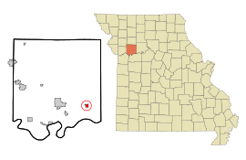 Ray County Missouri Incorporated and Unincorporated areas Hardin Highlighted.svg