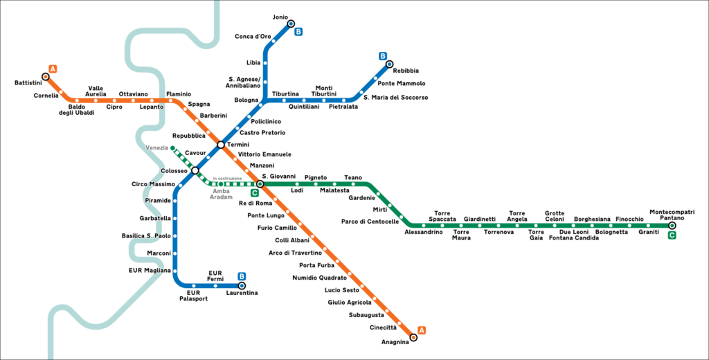 Carte et plan du métro de Rome - Image d'Arbalete 