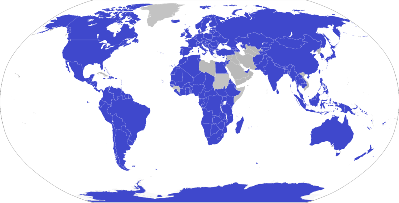 Länder mit aktiven Rotary Clubs (blau), Stand 2017 (Quelle: Wikipedia)