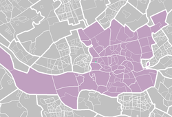 Witte Dorp бар Роттердам аудандарының картасы белгіленген