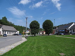 Crossroads in the centre of Rusava